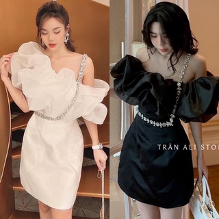 ĐẦM LỆCH VAI ỐNG CÚP BÈO NGỰC (KÈM VIDEO HÌNH THẬT)