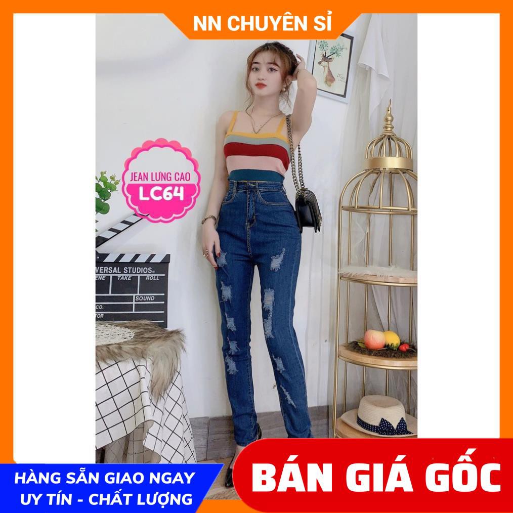 QUẦN JEAN DÀI LƯNG CAO CỰC XINH LC64 ⚡100% ẢNH THẬT⚡ JEAN NỮ RÁCH