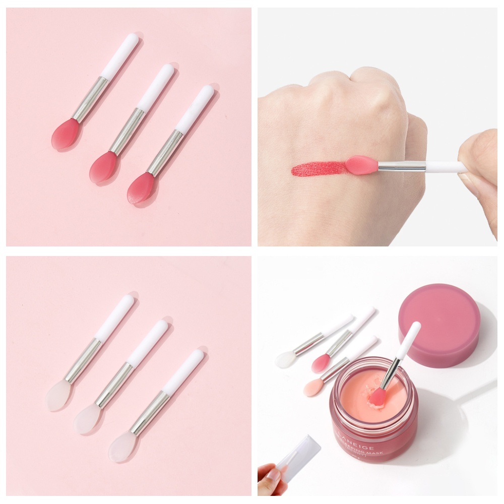 Set 5 Cọ Son Môi Tay Cầm Bằng Silicon Màu Trắng Cho Nữ