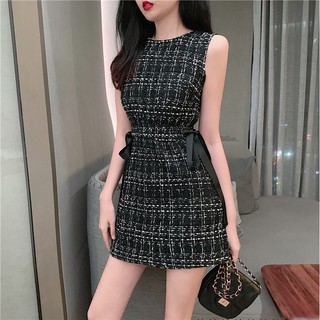 ORDER || Váy Ba Lỗ Dạ Tweed Eo Buộc Dây || Ảnh thật