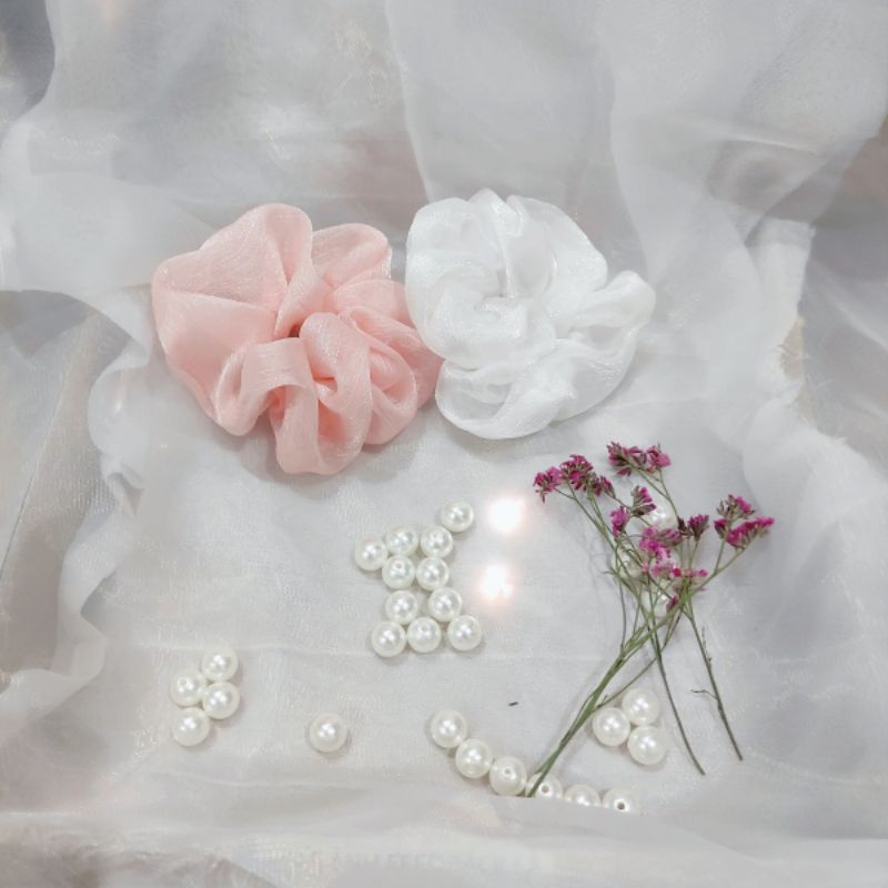 [Hàng handmade shop tự may]  Scrunchies buộc cột tóc ánh hologram nhiều màu