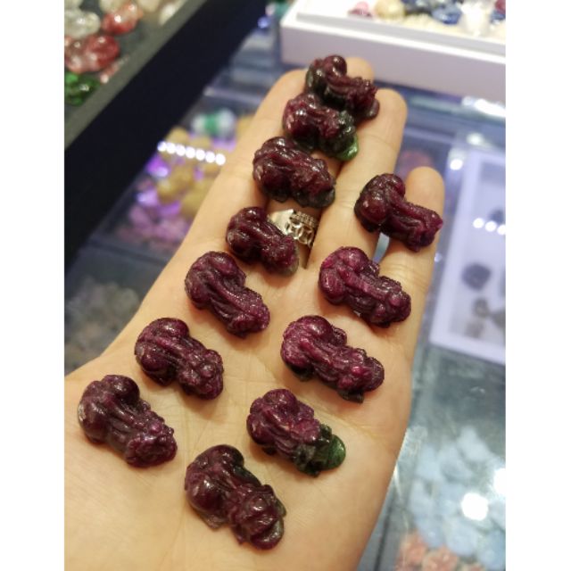 MAY MẮN -RƯỚC LỘC Tỳ Hưu RUBY Nam Phi Cao Cấp size nhẫn và dây chuyền và vòng