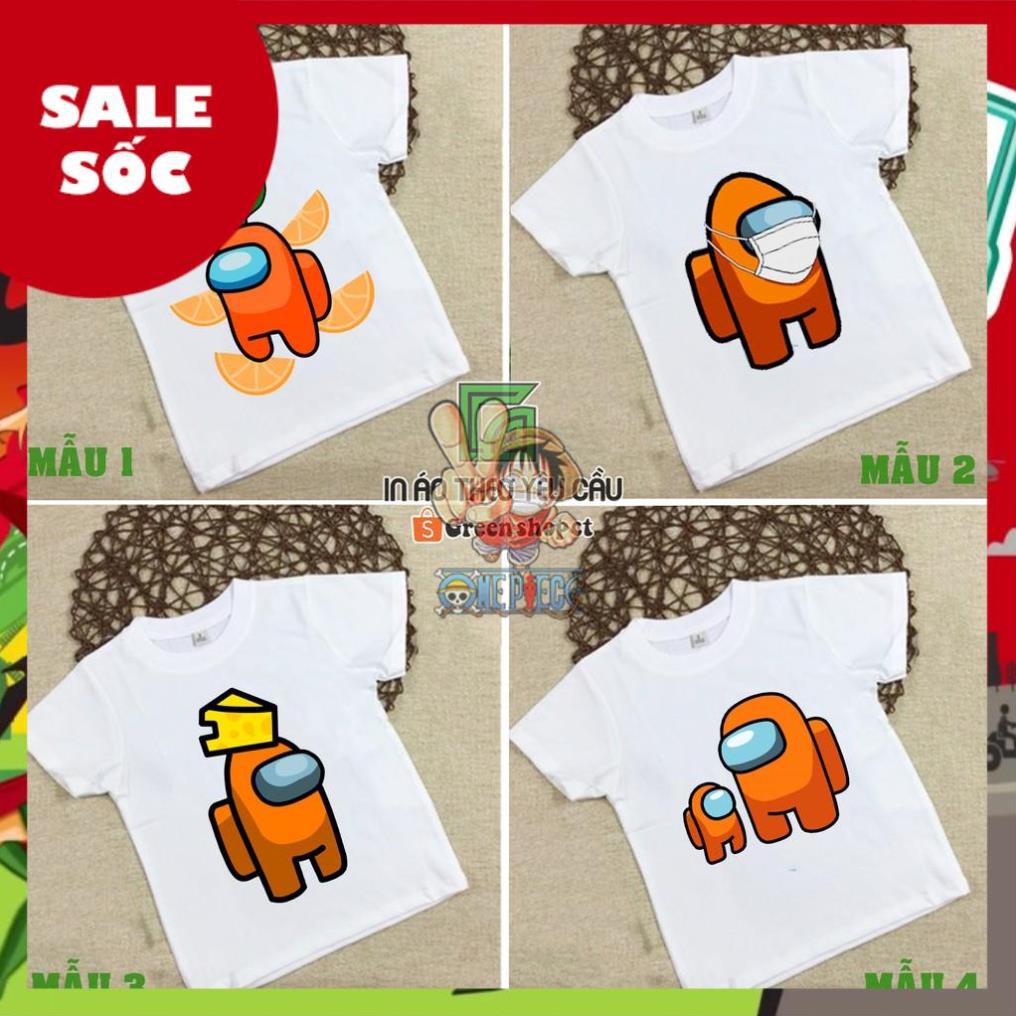 Áo Thun In Hình Among Us Cam Trẻ Em S221