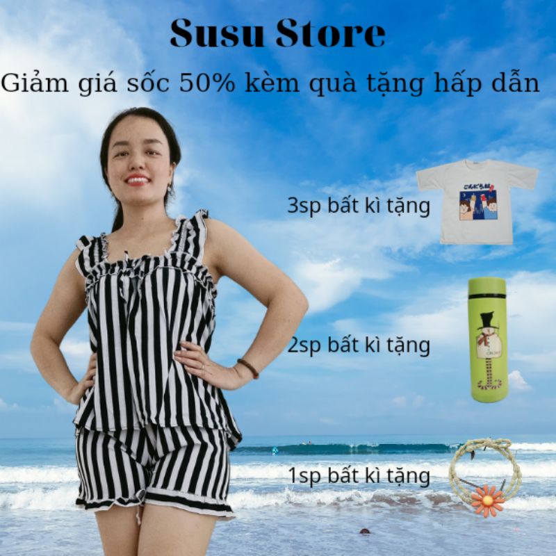 Đồ bộ, đồ ngủ nữ 2 dây freesize mặc nhà cute dễ thương