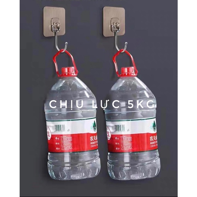 Móc dán tường INOX chịu lực 5kg, miếng dán tráng bạc siêu dính, móc dán chịu lực loại tốt