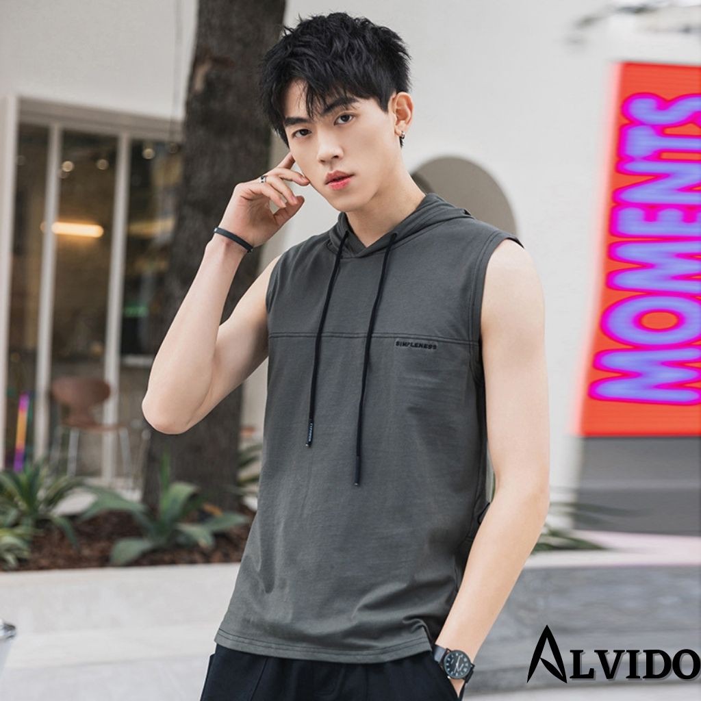 Áo thun TANKTOP ALVIDO Unisex-áo hoodie Basic Tee mùa hè phông trơn nam nữ Oversize form rộng đường phố Hàn Quốc