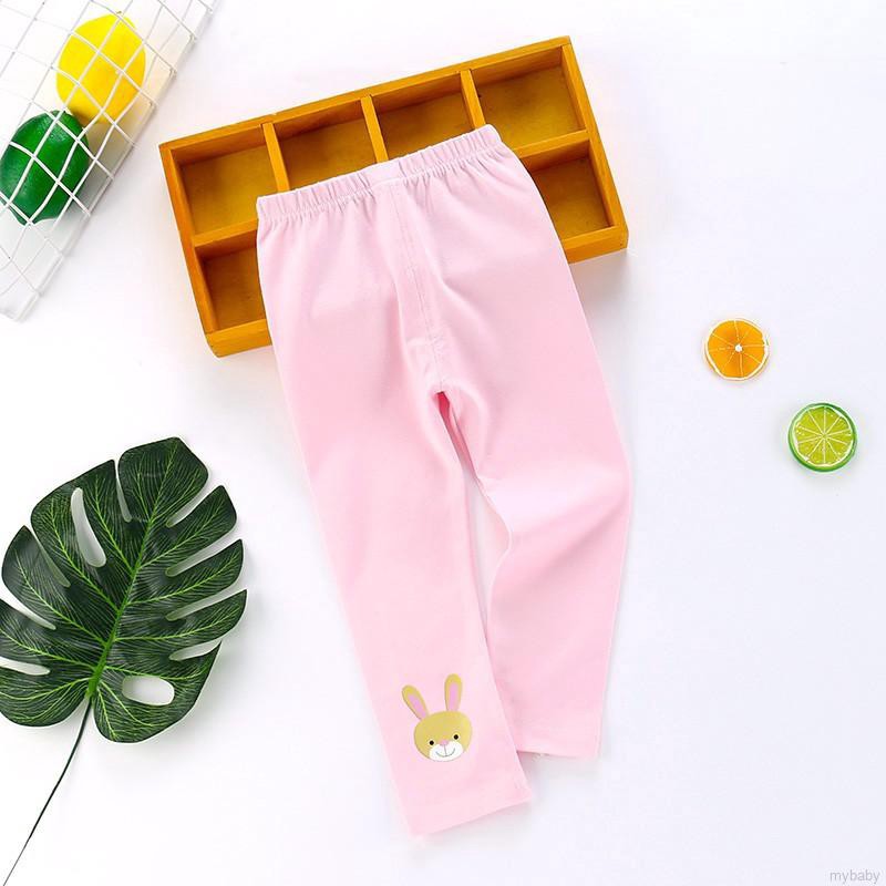 Quần legging cotton lưng thun in hình hoạt họa hợp mùa thu cho bé gái