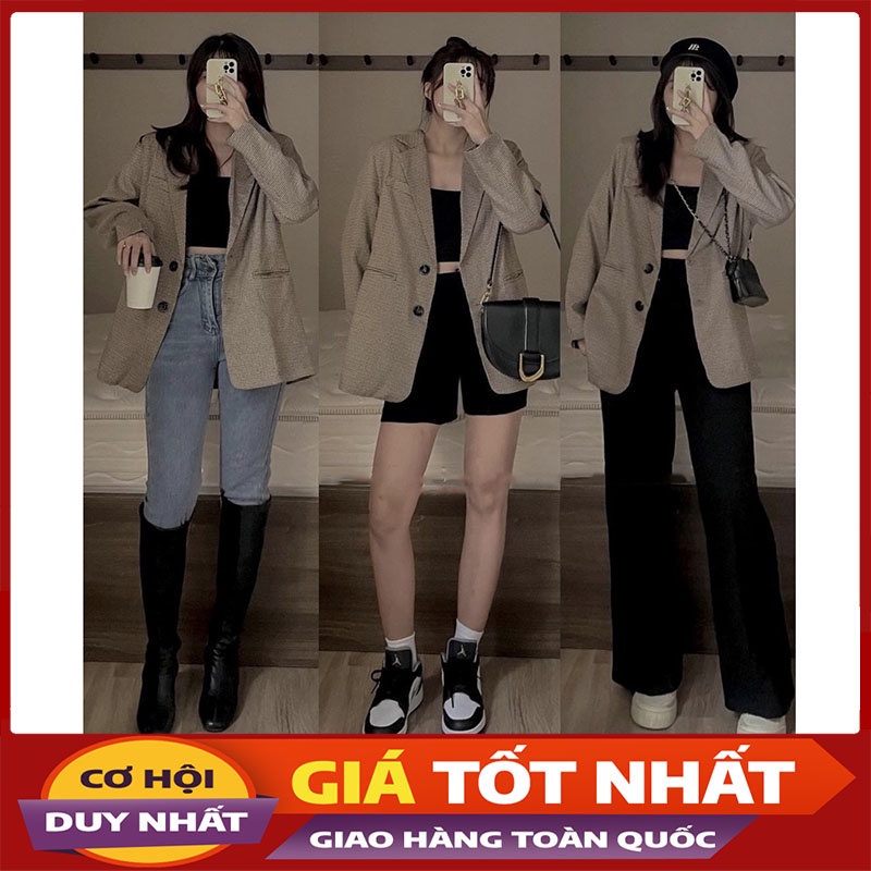 Áo Khoác Vest Blazer Kẻ Nhí 2 Lớp Dày Dặn Hàng Quảng Châu M254-Violet