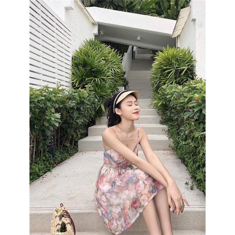 Đầm hai dây tiểu thư lolita xoè có gọng ngực