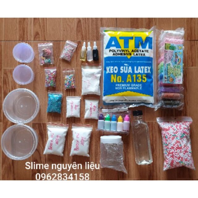 Nguyên liệu làm slime 💓 Freeship 💓 bộ kit đầy đủ làm các loại slime tặng kèm 1 set 5 lọ màu