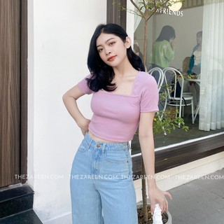 ÁO THUN ÔM CROPTOP CỔ VUÔNG ZAREEN THU91 TÍM