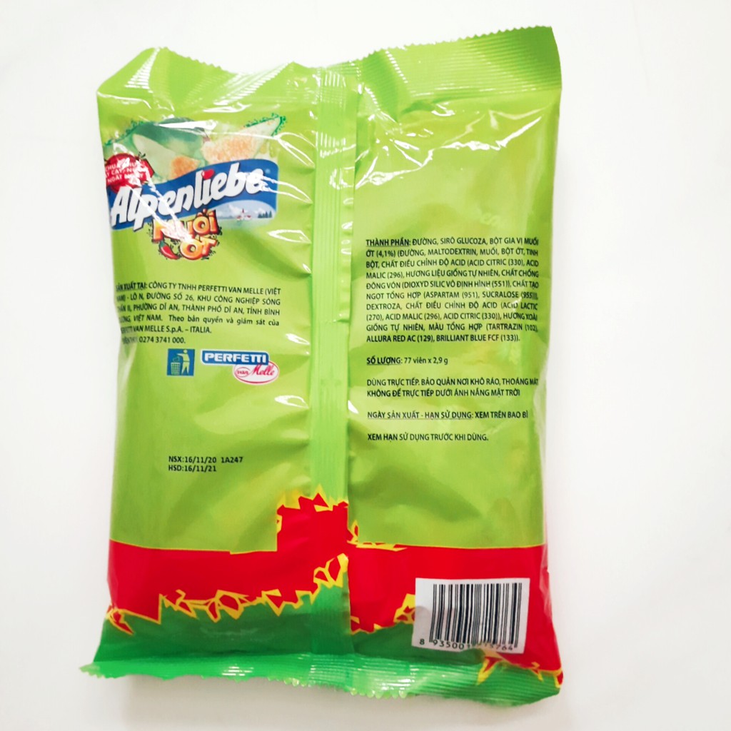 Kẹo alpenliebe hương xoài nhân muối ớt, gói 77 viên