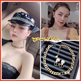 Mix & match quyến rũ Bộ dây + khuyên vòng cổ bông tai CD cao cấp 🍓