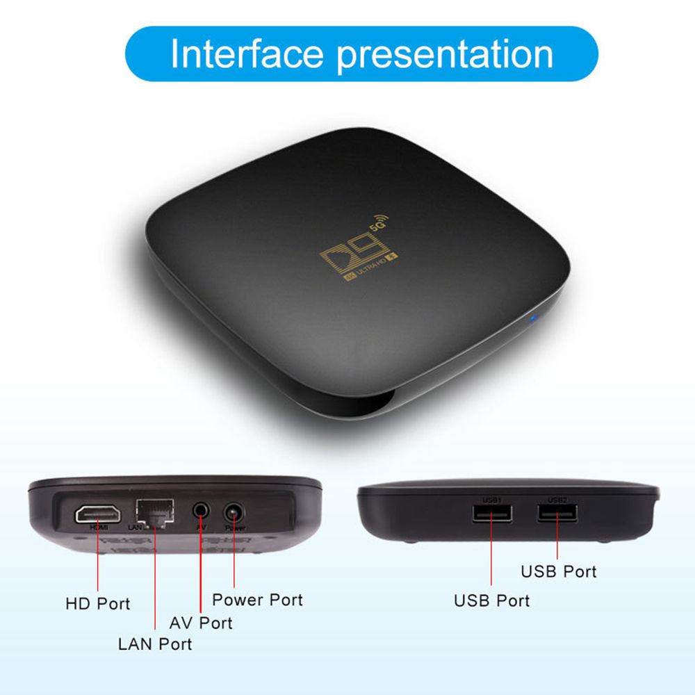 Thiết bị TV Box D9 8GB+128GB Amlogic S905L2 2.4G/5G hai WIFI 4K Android 10.0 2021 lõi tứ cao cấp