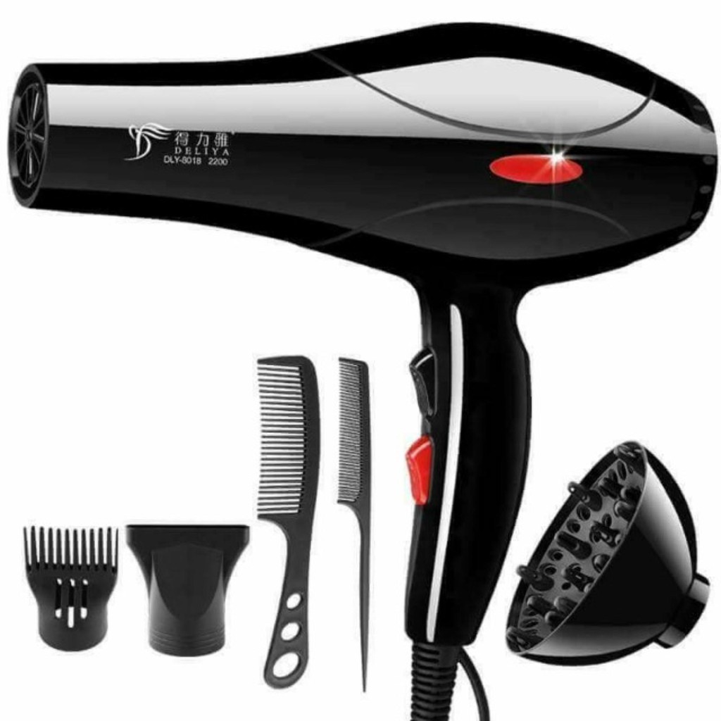 ⚡ Máy sấy tóc công suất lớn DELIYA 8018 ⚡ 2000W 2 chiều nóng lạnh ⚡ tặng kèm ngay bộ 5 đầu phụ kiện làm tóc cao cấp