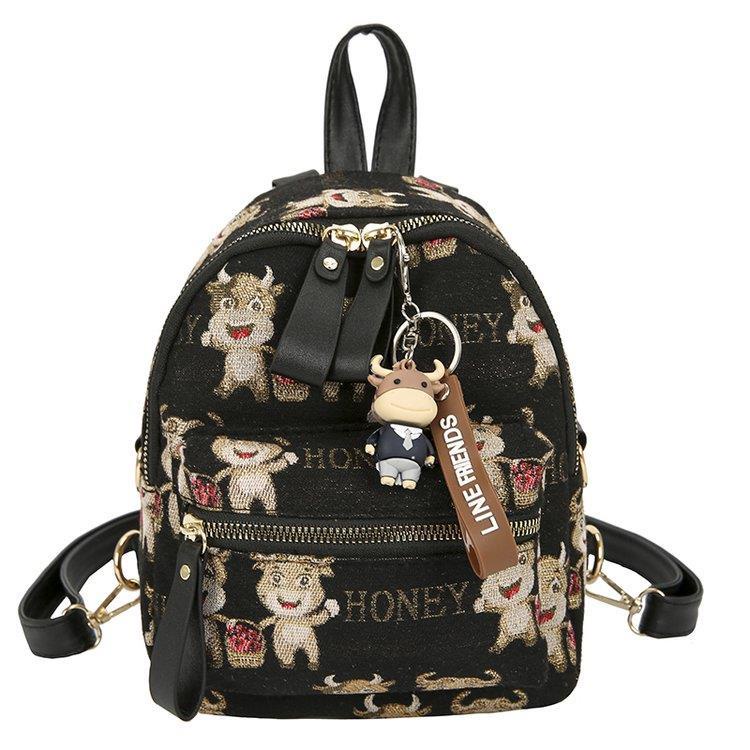Ba Lô Đi Học/Du Lịch Mini Vải Dệt Jacquard Hình Gấu Hồng Dễ Thương Phong Cách Hàn Quốc Thời Trang Cho Nữ
