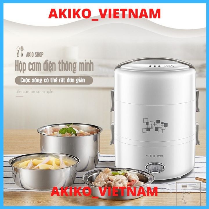 [Video thật,An Toàn- Thông Minh] Hộp đựng cơm điện Youyi 3 tầng, hẹn thời gian cắm điện, Bằng inox 304 an toàn