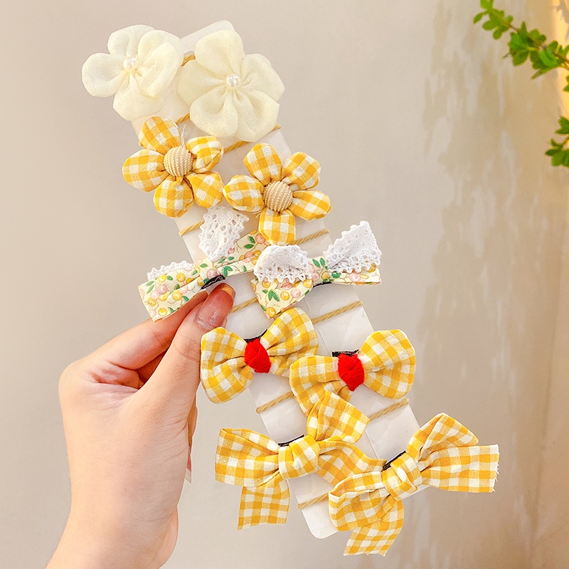 Set 10 / 11 Dây Buộc Tóc Gắn Nơ Dễ Thương Cho Bé Gái