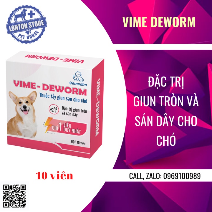 [GIÁ LẺ] VEMEDIM Vime Deworm dạng viên tiêu diệt và phòng giun sán cho chó (chỉ 1 liều). Vemedim &amp; Lonton store