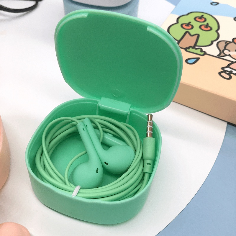 Tai Nghe Nhét Tai Có Dây Màu Hồng Dễ Thương Chất Lượng Cao Cho Oppo Xiaomi Vivo