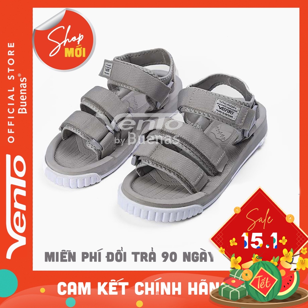 Vento sandal nam nữ chính hãng quai ngang 9801 màu ghi giày dép quai hậu học sinh đế cao 3 phân