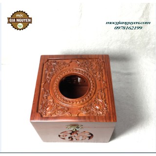 HỘP ĐỰNG GIẤY ĂN Khổ Vuông Mặt Chạm Cao Cấp GỖ HƯƠNG Hàng cao cấp -hàng giá xuất xưởng
