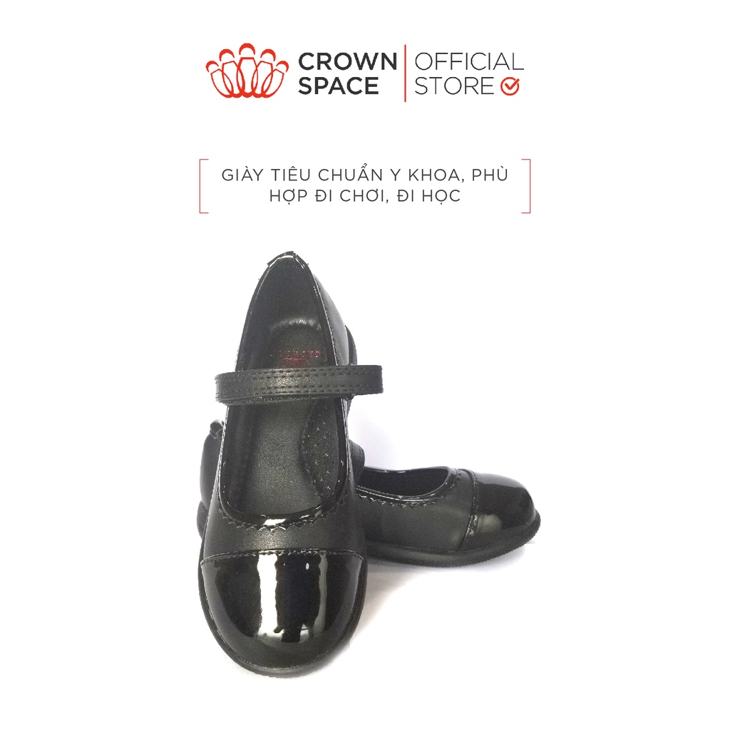 Giày Búp Bê Đen Đi Học Bé Gái Crown Space UK School Shoes CRUK3030 Size 28-36/4-14 Tuổi