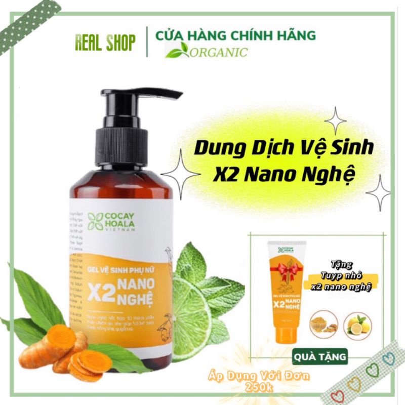 Dung Dịch Vệ Sinh Phụ Nữ Thảo Dược X2 Nano Nghệ - an toàn cho bà bầu- Làm hồng- Giảm ngứa- Se khít an toàn
