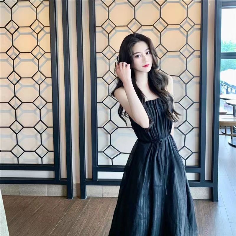 Đầm Hai Dây Dáng Dài Chiết Eo Cao Thời Trang Xinh Xắn Cho Bạn Gái