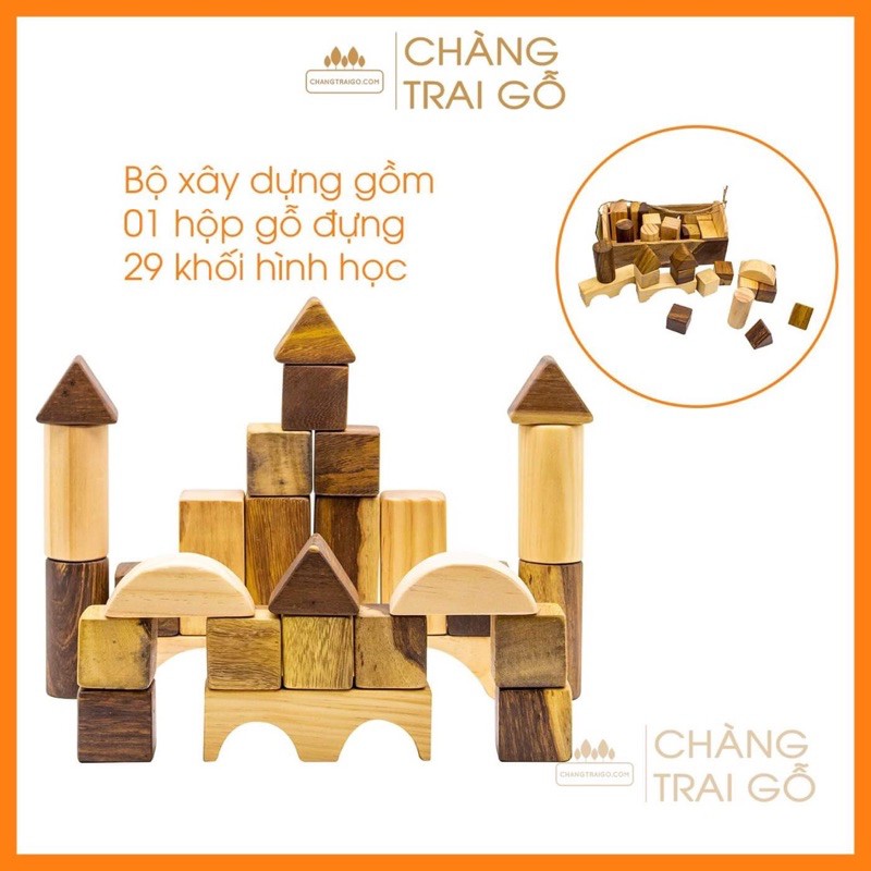 Bộ Khối Xây Dựng 29 Chi Tiết - Đồ Chơi Gỗ Trẻ Em Chàng Trai Gỗ