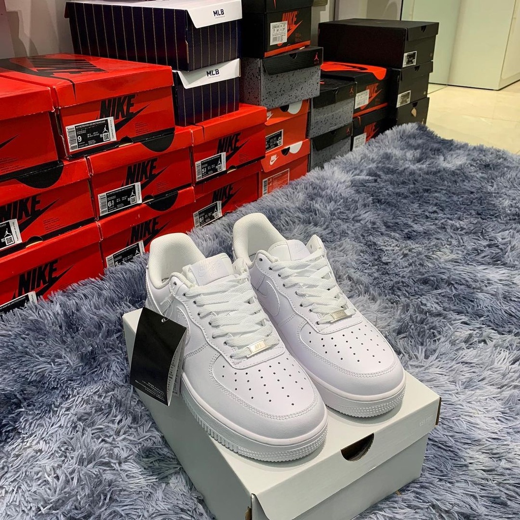 Giày Giá Rẻ Nam Nữ Nike Air Force 1 AF1 Trắng Cổ Thấp Đế Khâu, Giày Thể Thao Thời Trang Full Box Bill