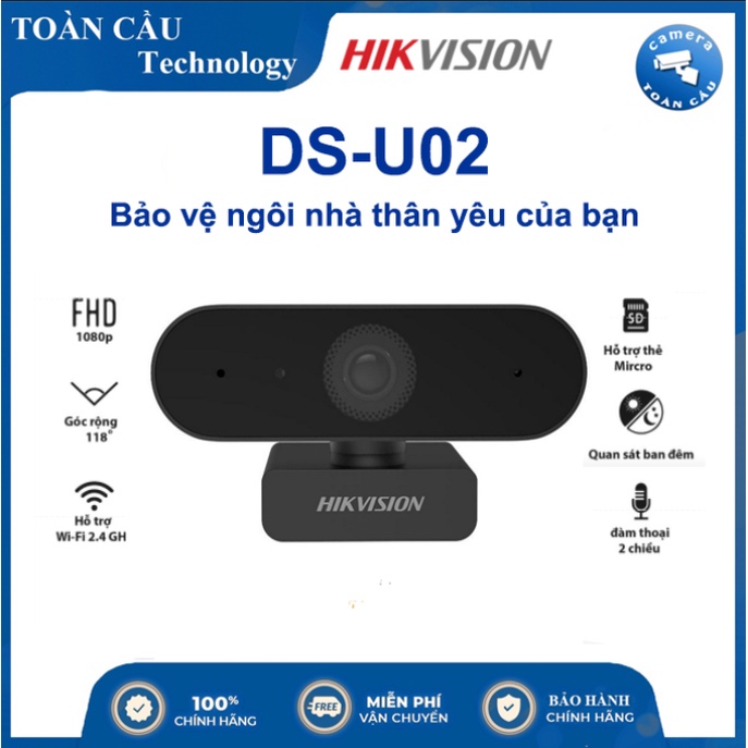 Webcam Học online Hikvision DS-U320- Hình Ảnh Chất Lượng Cao, Micro Tích Hợp Âm Thanh Rõ Ràng, Kết Nối USB 2.0