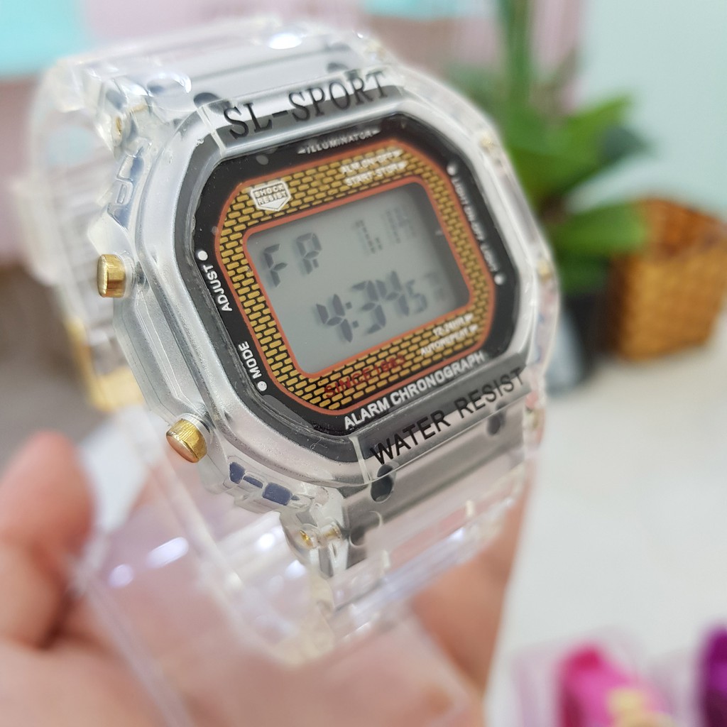 Đồng hồ thể thao điện tử nam nữ SL sport mặt vuông dây cao su trong cá tính chính hãng Tony Watch 68