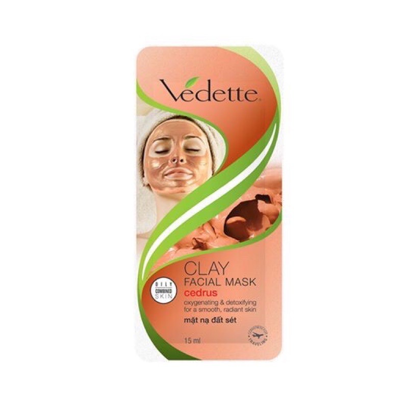 Combo 6 mặt nạ đất sét đỏ Vedette 15ml