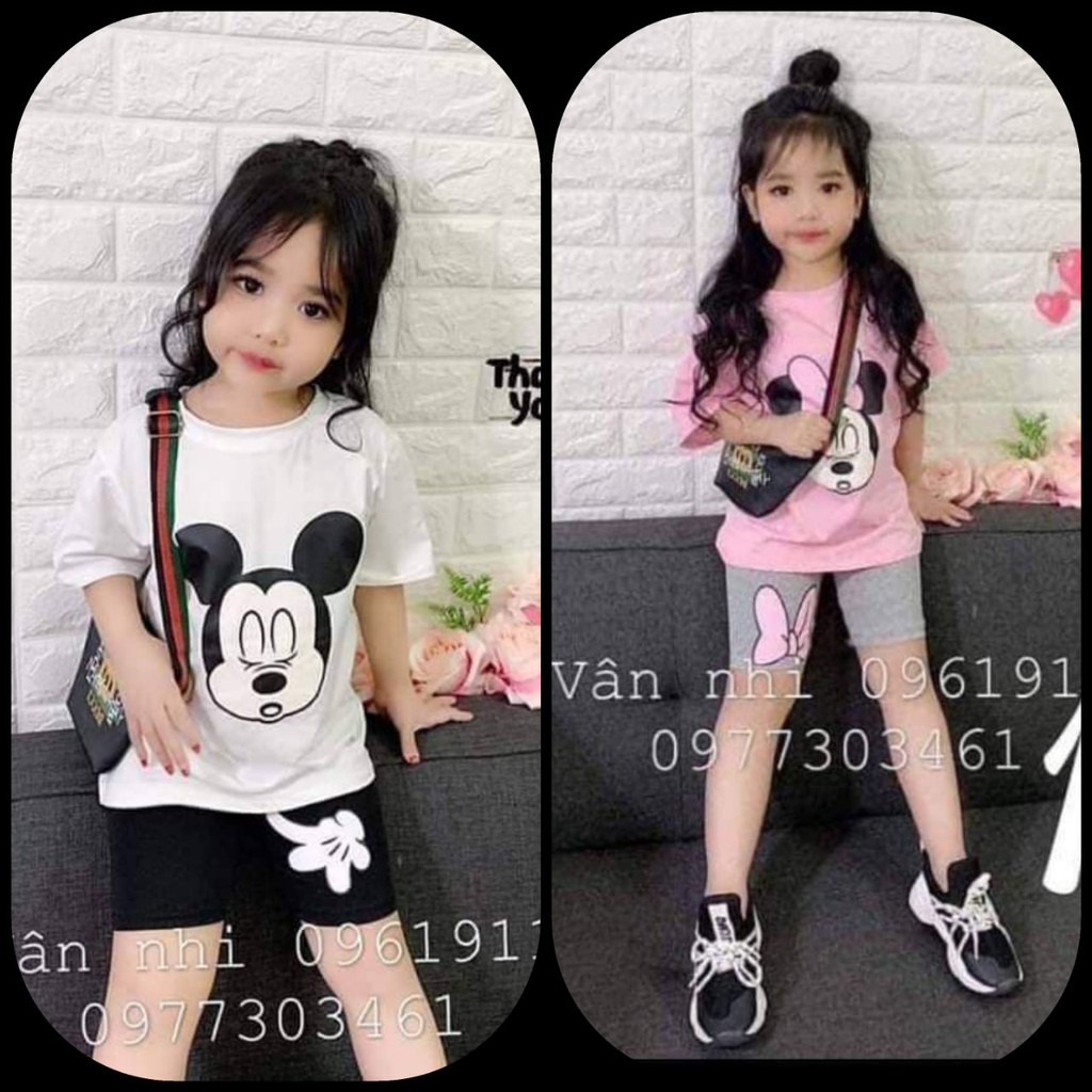 Set chuột Mickey sành điệu bé gái 7-19kg QATE281