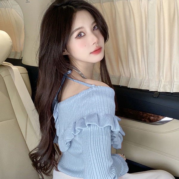 Niche Áo Sweater Dệt Kim Màu Trơn Phong Cách Phương Tây Thời Trang Mùa Thu 2021 Mới Cho Nữ