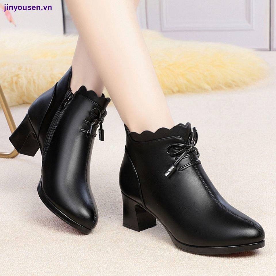 Giày Bốt Cao Gót Đế Mềm Gót Vừa Thiết Kế Ấm Áp Cho Phụ Nữ Trung Niên 41