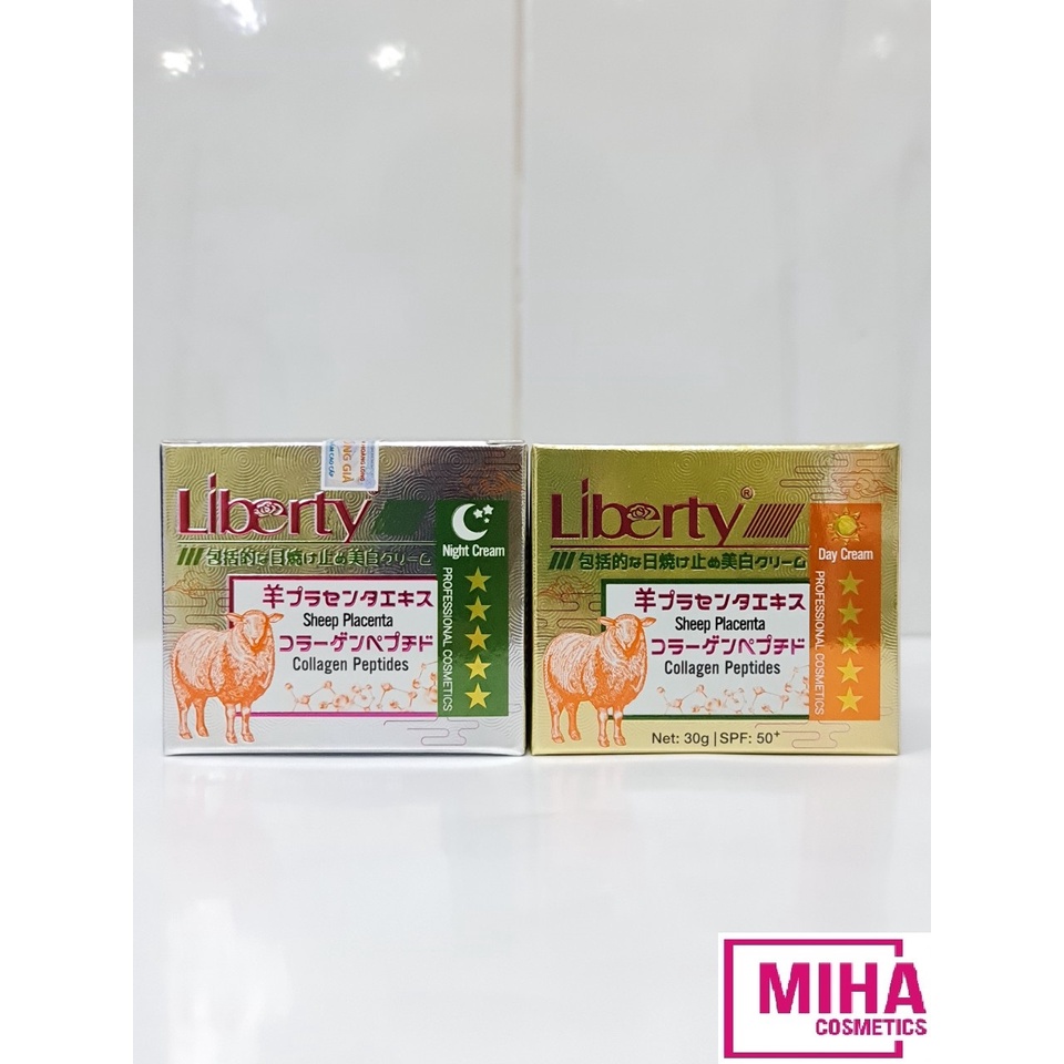 Kem Nhau Thai Cừu Dưỡng Trắng Da Liberty Ban Ngày Hoặc Ban Đêm 30g Nhật Bản