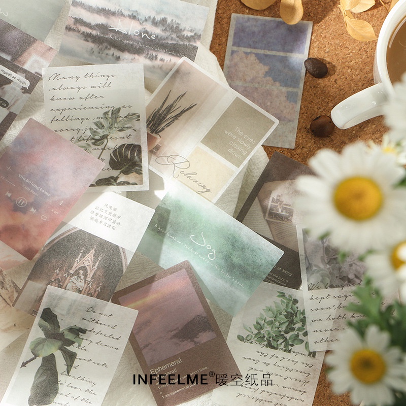 Set 40 tờ miếng dán trang trí DIY hình phong cảnh xinh đẹp dành cho sổ tay sổ lưu niệm