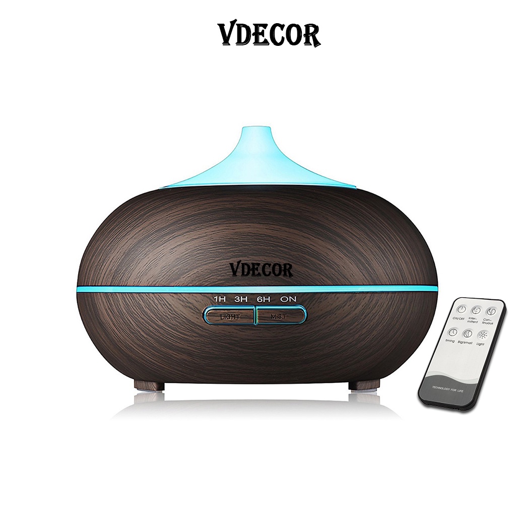 Máy xông tinh dầu VDECOR hình quả Bí Ngô kèm Led 7 màu có tích hợp Điều Khiển Từ Xa
