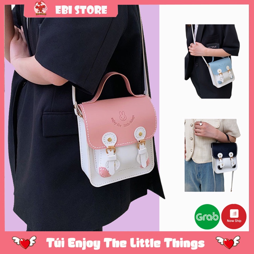Túi Handmade, Túi Tự Đan Da PU Phối Màu In Chữ Ẹnjoy The Little Things (Set Nguyên Liệu Tự Làm)