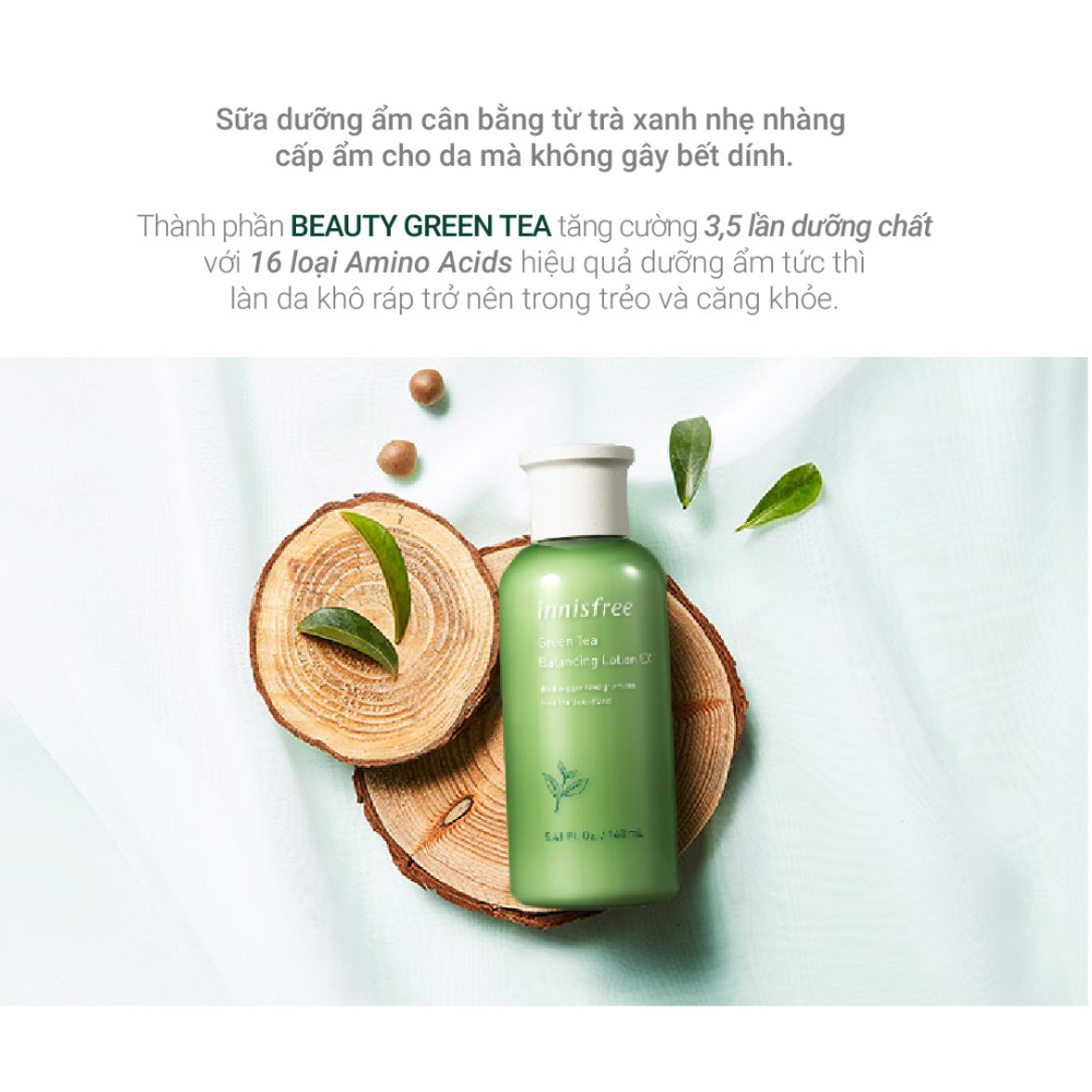 [Mã FMCGMALL -8% đơn 250K] Sữa dưỡng cân bằng độ ẩm innisfree Green Tea Balancing Lotion Ex 160ml | BigBuy360 - bigbuy360.vn