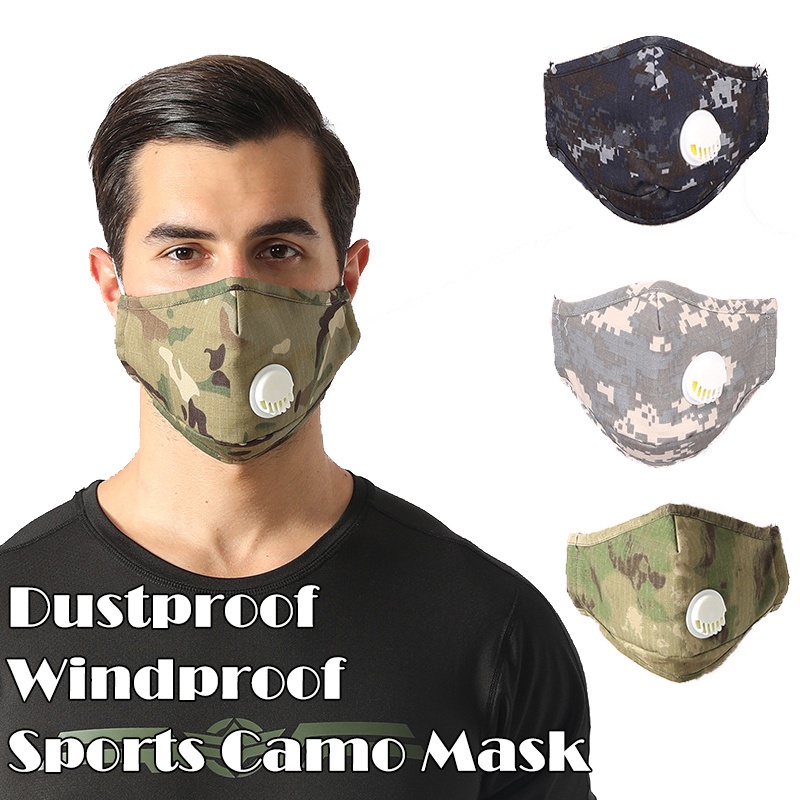 Outdoor Camouflage Cycling Mask Cotton Sports Dustproof Valve Mask