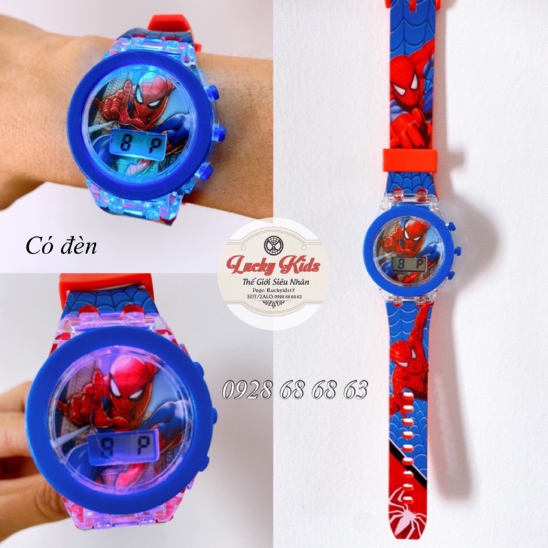 ĐỒNG HỒ SIÊU NHÂN NHỆN , ELSA, KITTY CÓ ĐÈN VẠN BÉ MÊ