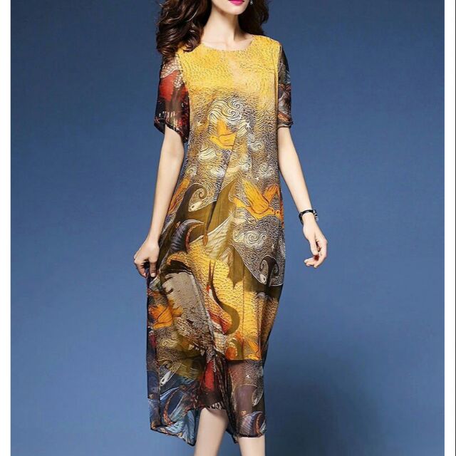 🌹😍❤ĐÂM SUÔNG DÁNG DÀI VOAN 2 LỚP HOẠ TIẾT CAO CẤP QC280679🍒😘🍀