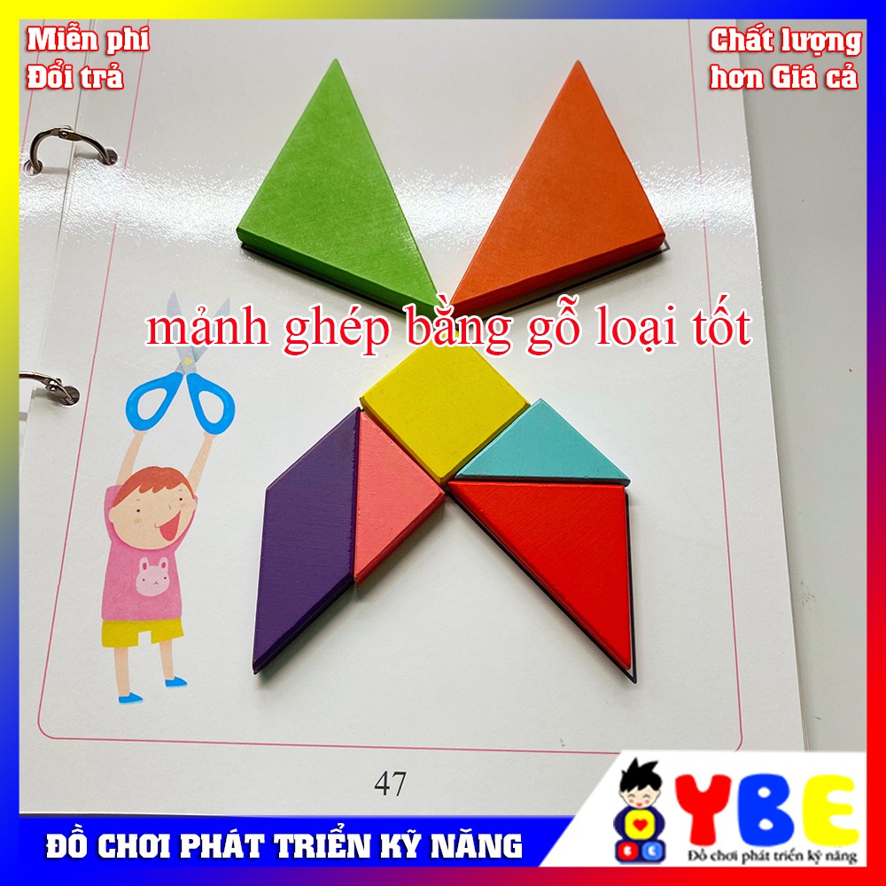 Đồ chơi cho bé phát triển sáng tạo tư duy logic với bộ xếp hình tangram bằng gỗ an toàn bổ ích phù hợp từ 2 tuổi trở lên