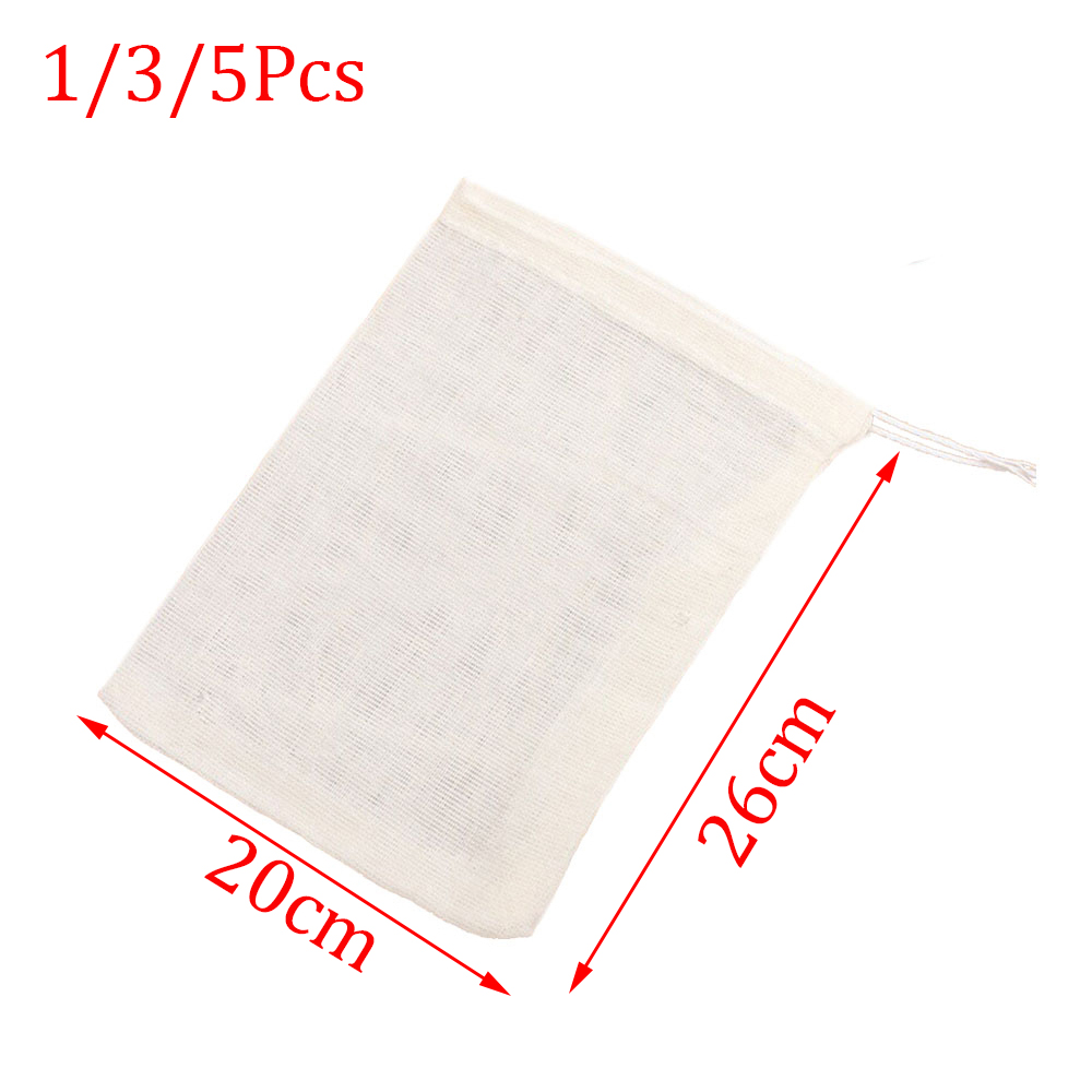 Set 1/3/5 Túi Lưới Lọc Bằng Vải Cotton Có Thể Tái Sử Dụng Tiện Lợi