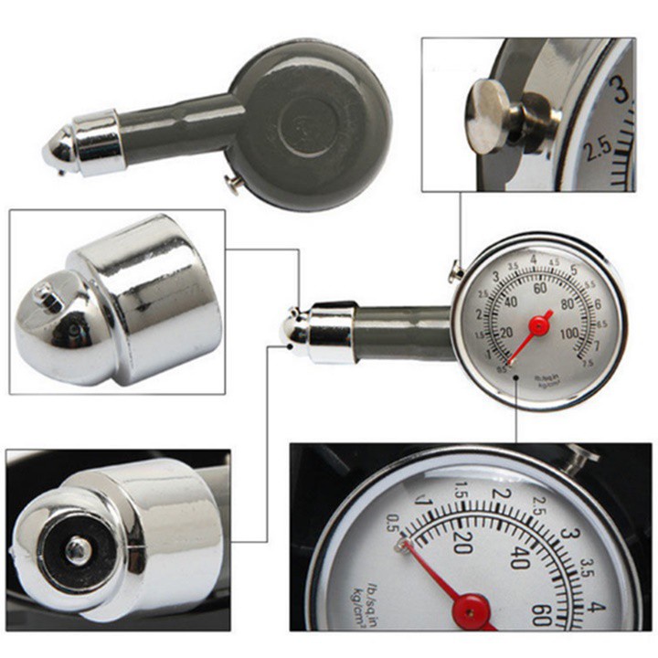 Máy đo áp suất lốp ô tô, đồng hồ đo áp suất lốp, đo áp suất không khí chính xác dành cho ô tô cao cấp bằng kim loại