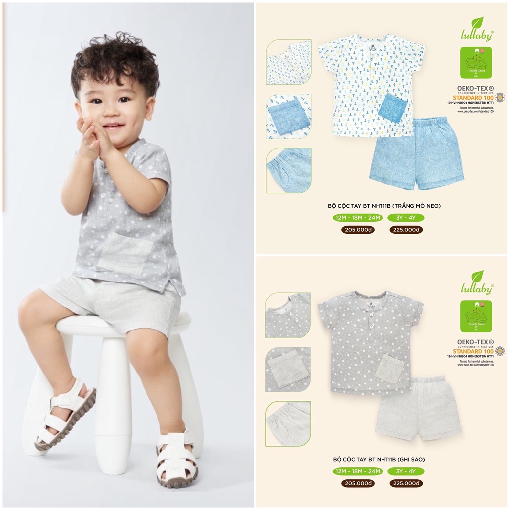 [CHÍNH HÃNG] Bộ cộc tay bé trai NHT11B xô Nhật Lullaby