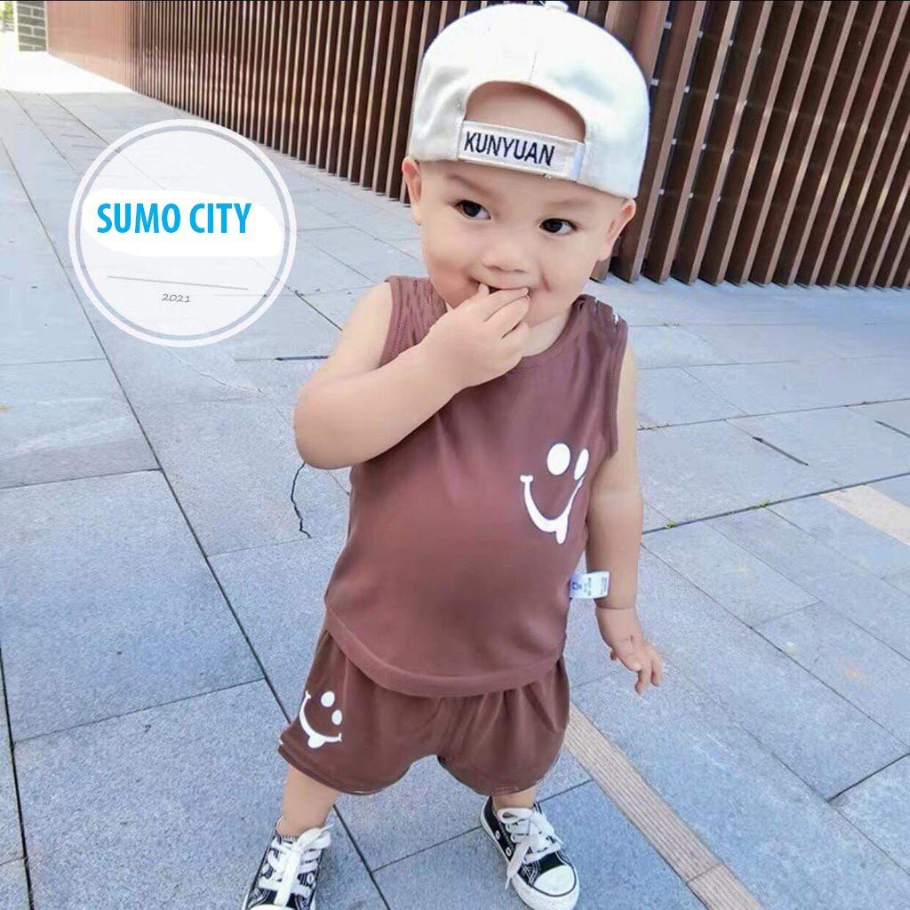 Đồ bộ ba lỗ bé trai và bé gái.Bộ hình mặt cười chất coton cho bé 6-20kg BINBON KIDS